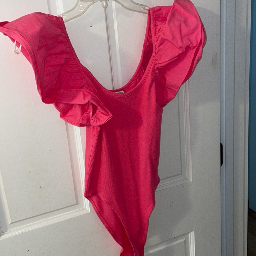 Pink Zara Puff Sleeve Bodysuit